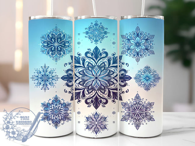 Blue Snowflake Christmas Tumbler, Blue Snowflake Tumbler, Christmas Decor, Winter Drinkware, 20oz Wrap, Snowflake Design, Holiday Gifts, Sublimation Art Sublimation ToriDesigns 