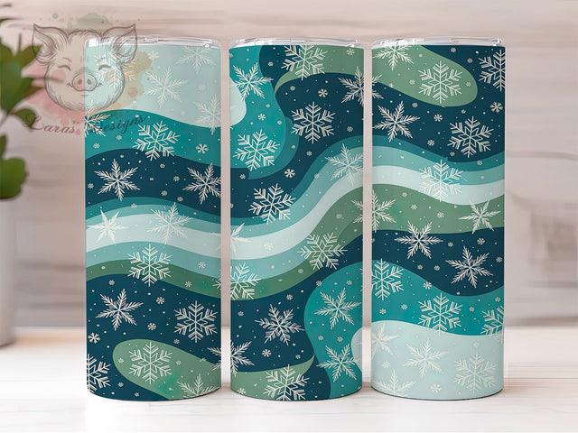 Blue Snowflake Christmas Tumbler, Winter Holiday Sublimation Design, Christmas Cup Art, 20oz Xmas Tumbler, Whimsical Snowflake Mug, Stylish Winter Cup, Festive Holiday Wrap Sublimation Lara' s Designs 