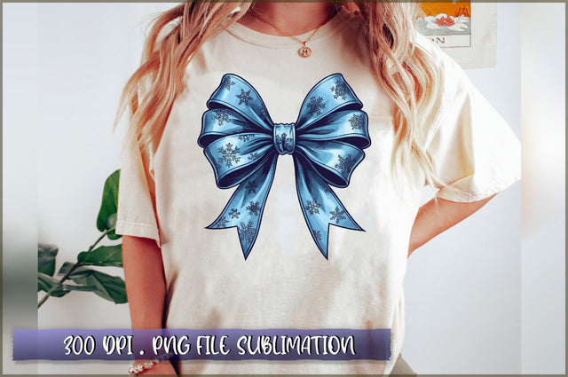 Blue Snowflake Coquette Bow Sublimation Clipart Sublimation Shetara Begum 