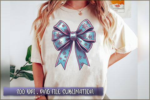 Blue Snowflake Coquette Bow Sublimation Clipart Sublimation Shetara Begum 