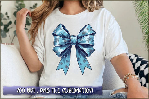 Blue Snowflake Coquette Bow Sublimation Clipart Sublimation Shetara Begum 