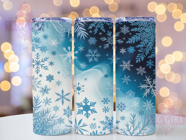Blue Snowflake Winter Tumbler, Seamless Winter Snow Sublimation Design, Frosty Snowflake Art, 20oz Holiday Tumbler, Whimsical Winter Mug, Stylish Snowflake Cup, Elegant Winter Wrap Sublimation SvggirlplusArt 