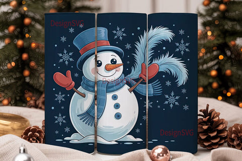 Blue Snowman Christmas 20oz Tumbler Wrap Sublimation DesignSVG 