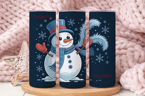 Blue Snowman Christmas 20oz Tumbler Wrap Sublimation DesignSVG 
