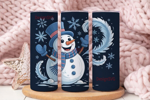 Blue Snowman Christmas 20oz Tumbler Wrap Sublimation DesignSVG 