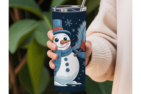 Blue Snowman Christmas 20oz Tumbler Wrap Sublimation DesignSVG 