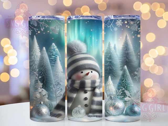Blue Snowman Christmas Holiday Tumbler, Christmas Tumbler Wrap, Holiday Sublimation Design, Winter Snowman Cup, 20Oz Skinny Tumbler Wrap, Festive Drinkware Design, Blue Christmas Mug Wrap Sublimation SvggirlplusArt 