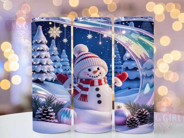 Blue Snowman Christmas Holiday Tumbler, Christmas Tumbler Wrap, Holiday Sublimation Design, Winter Snowman Cup, 20Oz Skinny Tumbler Wrap, Festive Drinkware Design, Blue Christmas Mug Wrap Sublimation SvggirlplusArt 