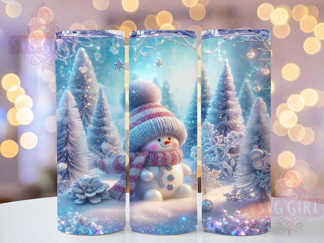 Blue Snowman Christmas Holiday Tumbler, Christmas Tumbler Wrap, Holiday Sublimation Design, Winter Snowman Cup, 20Oz Skinny Tumbler Wrap, Festive Drinkware Design, Blue Christmas Mug Wrap Sublimation SvggirlplusArt 