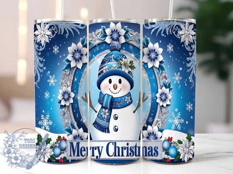 Blue Snowman Christmas Tumbler Wrap, Cute Snowman Tumbler, Merry Christmas Design, 20oz Wrap, Sublimation Design, Winter Drinkware, Blue Snowman, Holiday Cup Sublimation ToriDesigns 