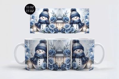 Blue Snowman Mug Sublimation Design Sublimation BijouBay 