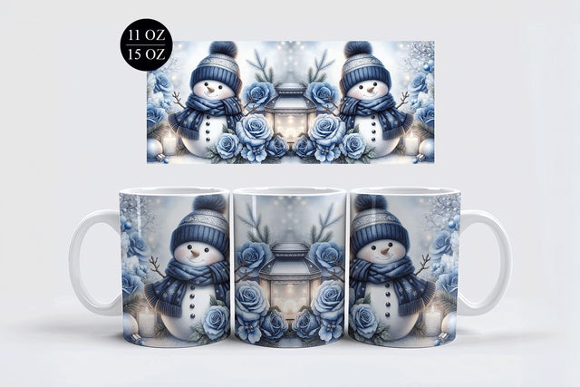 Blue Snowman Mug Sublimation Design Sublimation BijouBay 