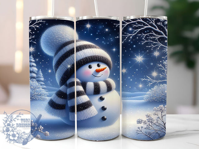 Blue Snowman Snowflake Christmas Tumbler, Christmas Snowman Wrap, 20oz Tumbler Sublimation, Frosty Winter Design, Festive Holiday Sublimation, Cute Snowman Tumbler, Cozy Christmas Wrap Sublimation ToriDesigns 