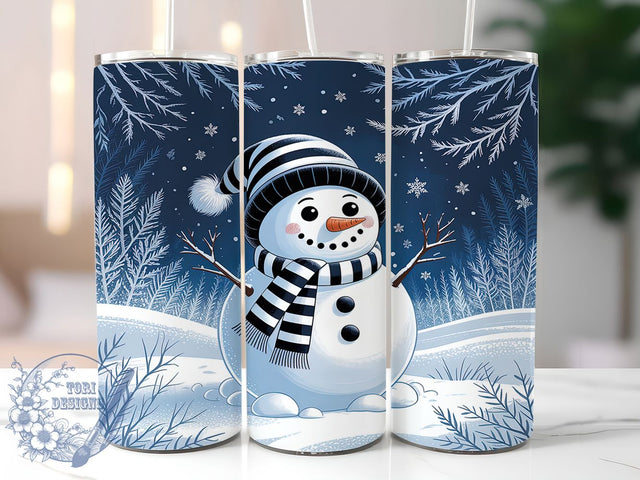 Blue Snowman Snowflake Christmas Tumbler, Christmas Snowman Wrap, 20oz Tumbler Sublimation, Frosty Winter Design, Festive Holiday Sublimation, Cute Snowman Tumbler, Cozy Christmas Wrap Sublimation ToriDesigns 
