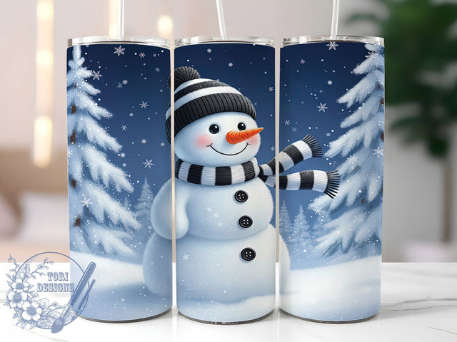 Blue Snowman Snowflake Christmas Tumbler, Christmas Snowman Wrap, 20oz Tumbler Sublimation, Frosty Winter Design, Festive Holiday Sublimation, Cute Snowman Tumbler, Cozy Christmas Wrap Sublimation ToriDesigns 