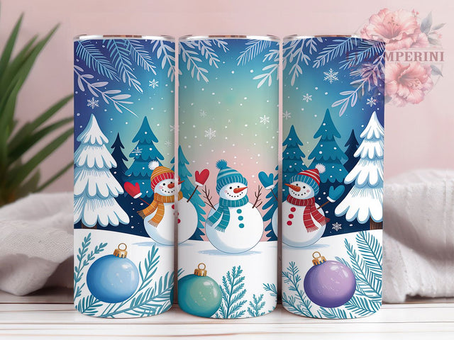 Blue Snowmen Christmas Tumbler, Christmas Snowflake, Winter Snowmen, Blue Christmas Design, Holiday Tumbler, 20oz Tumbler, Sublimation Design Sublimation Li Zamperini 