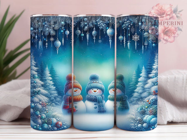 Blue Snowmen Christmas Tumbler, Christmas Snowflake, Winter Snowmen, Blue Christmas Design, Holiday Tumbler, 20oz Tumbler, Sublimation Design Sublimation Li Zamperini 