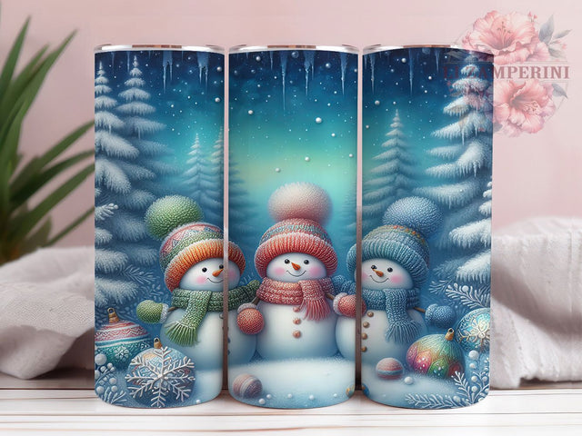 Blue Snowmen Christmas Tumbler, Christmas Snowflake, Winter Snowmen, Blue Christmas Design, Holiday Tumbler, 20oz Tumbler, Sublimation Design Sublimation Li Zamperini 