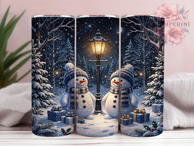 Blue Snowmen Lamppost 20oz Tumbler, Blue Snowmen, Snowmen Lamppost, Lamppost Tumbler, Blue Lamppost PNG, Snowmen Tumbler, Winter Snowmen PNG, 20oz Tumbler Wrap Sublimation Li Zamperini 