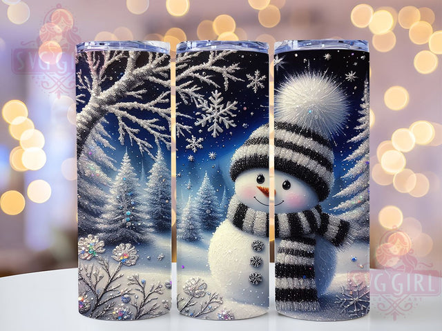 Blue Snowmen Snowflake Tumbler, Christmas Snowflake Wrap, Holiday Blue Sublimation, 20oz Snowmen Tumbler, Festive Blue Art, Seasonal Snowflake Mug, Winter Wonderland Cup Sublimation SvggirlplusArt 