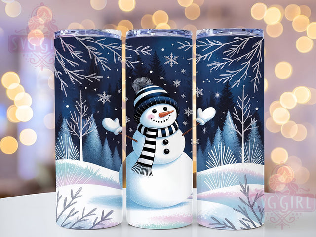 Blue Snowmen Snowflake Tumbler, Christmas Snowflake Wrap, Holiday Blue Sublimation, 20oz Snowmen Tumbler, Festive Blue Art, Seasonal Snowflake Mug, Winter Wonderland Cup Sublimation SvggirlplusArt 