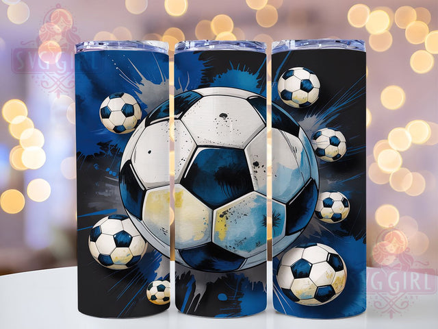 Blue Soccer Ball Coach Tumbler Wrap, Soccer Sublimation Design, 20oz Skinny Tumbler, Soccer Player Gift, Blue Soccer Ball Png, Sports Tumbler Png, Soccer Coach Gift Sublimation SvggirlplusArt 