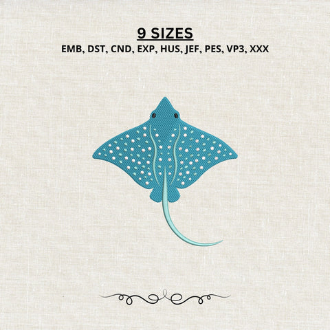 Blue Spotted Stingray Embroidery Design – Ocean Stingray Sea Animal Marine Life Machine Embroidery File Embroidery/Applique DESIGNS PatternFeed8 