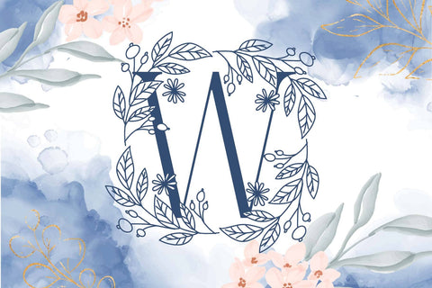 Blue Spring Floral Monogram Font Dm Letter Studio 