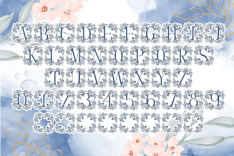 Blue Spring Floral Monogram Font Dm Letter Studio 