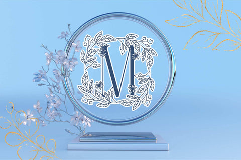 Blue Spring Floral Monogram Font Dm Letter Studio 