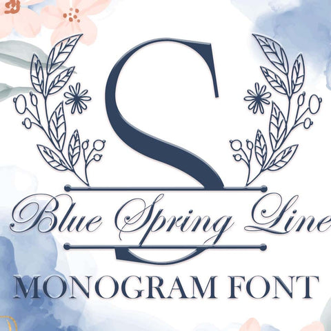Blue Spring Line Monogram Font Dm Letter Studio 