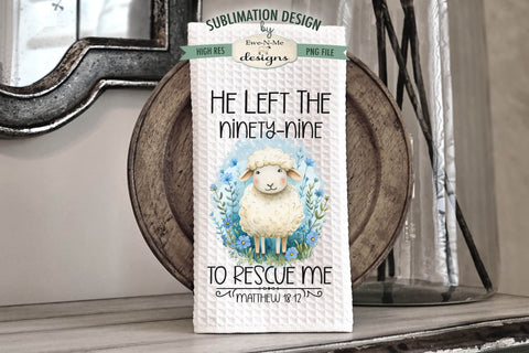Blue Spring Sheep Lamb Faith Based Kitchen Dish Towel Sublimation Sublimation Ewe-N-Me Designs 