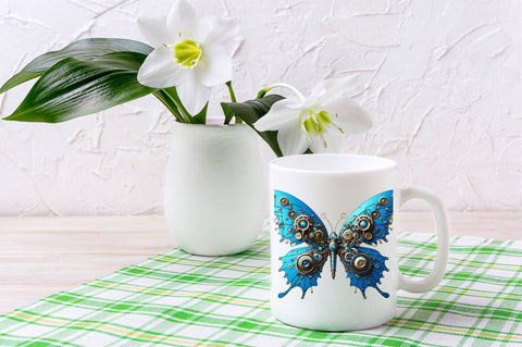 Blue Steampunk Butterfly Clipart PNG Sublimation SVGArt 