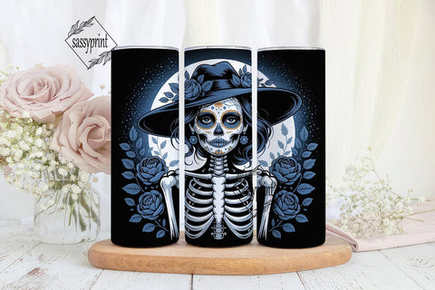 Blue Sugar Skull 20oz Tumbler Wrap Sublimation sassyprint 