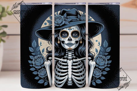 Blue Sugar Skull 20oz Tumbler Wrap Sublimation sassyprint 