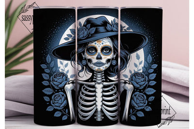 Blue Sugar Skull 20oz Tumbler Wrap Sublimation sassyprint 