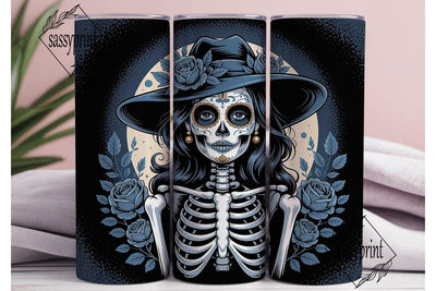 Blue Sugar Skull 20oz Tumbler Wrap Sublimation sassyprint 