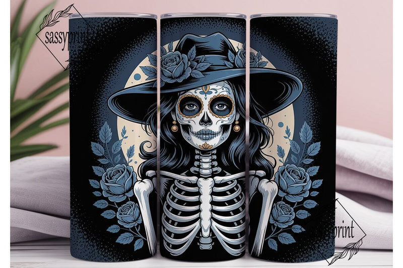 Blue Sugar Skull 20oz Tumbler Wrap Sublimation sassyprint 