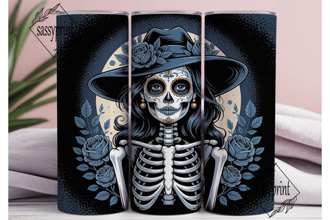 Blue Sugar Skull 20oz Tumbler Wrap Sublimation sassyprint 