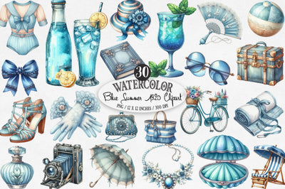 Blue Summer 1920 Clipart Sublimation SVGista 
