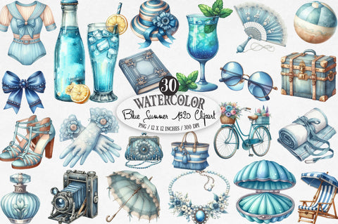 Blue Summer 1920 Clipart Sublimation SVGista 