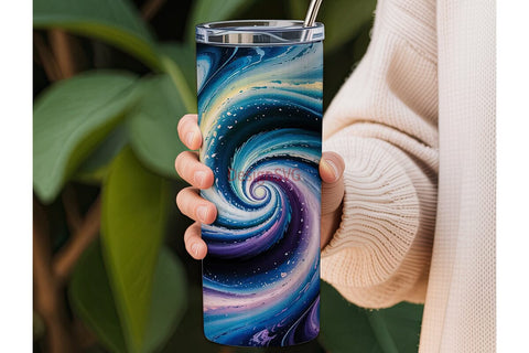 Blue Swirl Abstract 20oz Tumbler Wrap Sublimation DesignSVG 