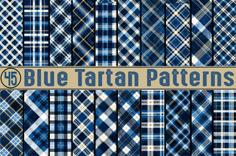 Blue Tartan Patterns Digital Pattern SVGArt 