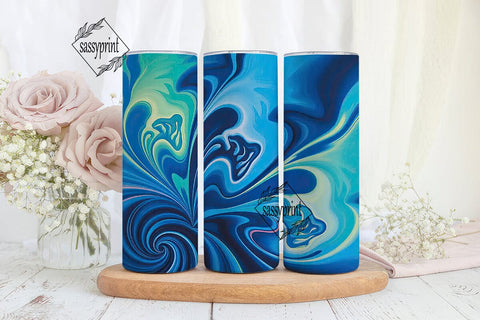 Blue Teal Fractal Art 20oz Tumbler Wrap Sublimation sassyprint 