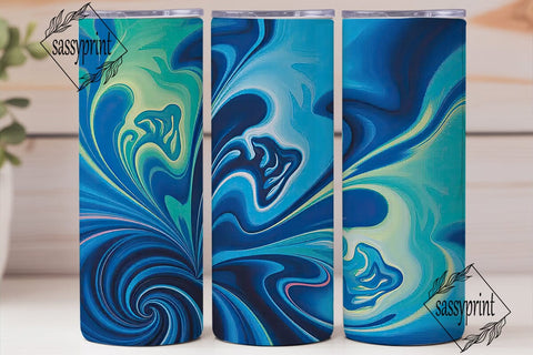 Blue Teal Fractal Art 20oz Tumbler Wrap Sublimation sassyprint 