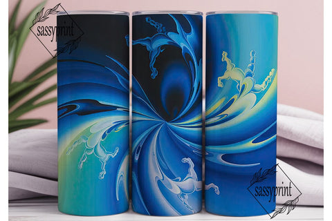Blue Teal Fractal Art 20oz Tumbler Wrap Sublimation sassyprint 