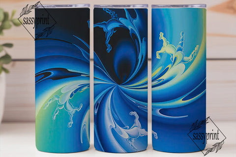 Blue Teal Fractal Art 20oz Tumbler Wrap Sublimation sassyprint 