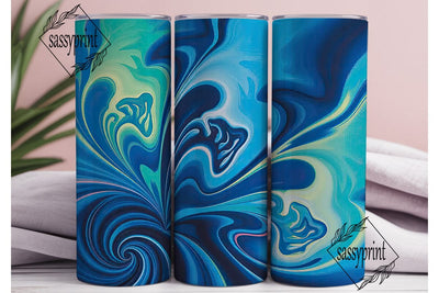 Blue Teal Fractal Art 20oz Tumbler Wrap Sublimation sassyprint 