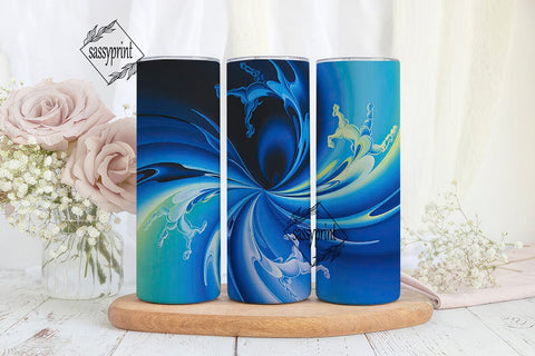 Blue Teal Fractal Art 20oz Tumbler Wrap Sublimation sassyprint 