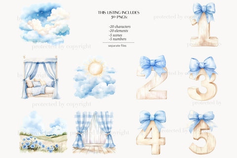 Blue Teddy Bear Clipart | Baby Boy Shower | Birthday Bear SVG GlamArtZhanna 